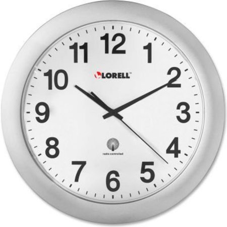 LORELL Lorell® 12" Round Radio Controlled Wall Clock, Plastic Case, Silver 60996